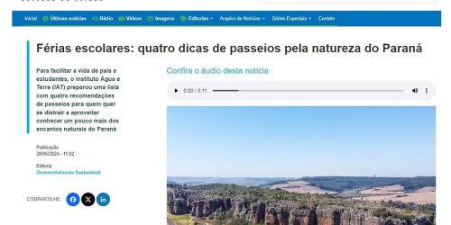 Reprodução de conteúdo da página da Agência Estadual de Notícias